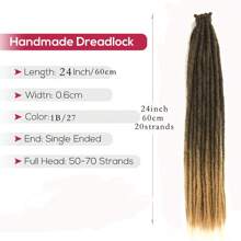 20 Stränge 24 Zoll synthetische Dreadlock Extensions Hippie-Stil einseitig gedreht Farbverlauf Blond 0,6 cm Breite Loc Extensions Reggae-Stil gehäkeltes Haar für Frauen, Halloween, Weihnachten