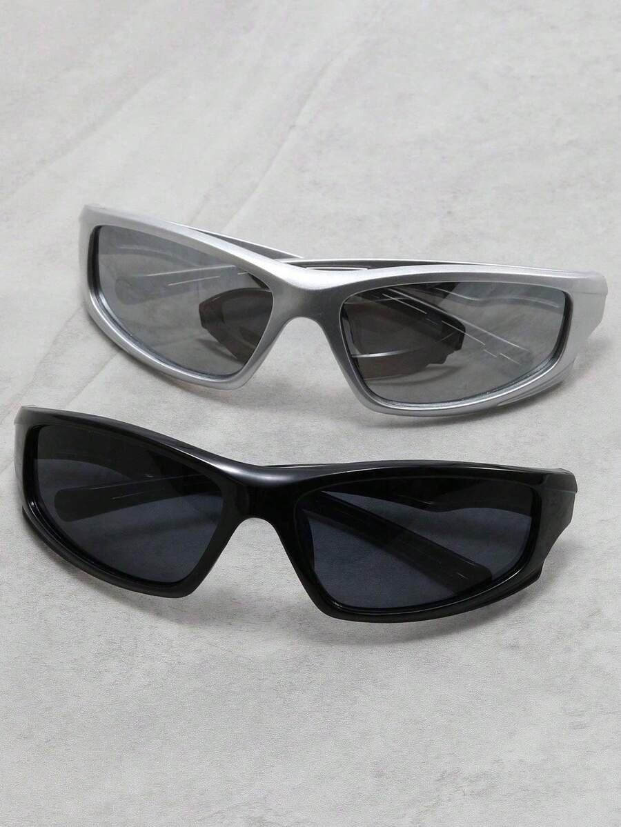 1/2 Pairs Plastic Y2K Wrap-Around Punk Style Sports Glasses Set, Suitable For Cycling, Hiking, Rave Parties, Music Festivals, Perfect Gift For Christmas Or Valentine's Day