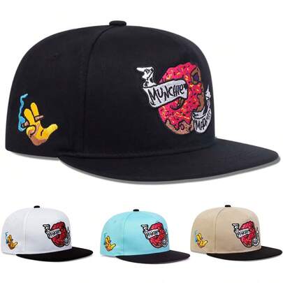 1 件男士甜甜圈刺绣棒球帽，时尚棒球帽，街头嘻哈帽，户外休闲网帽，适合春秋旅行、海滩度假