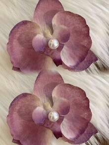 1 pieza Horquilla con flor, mariposa y orquídea simulada, ideal para sesiones de fotos, decoración de fiestas en la playa, elegante y hermoso regalo del Día de San Valentín, pasadores de pelo, accesorios para el cabello, pinzas para el cabello, artículos escolares