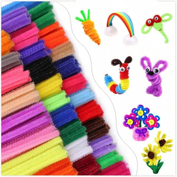 200pcs DIY Pipe Cleaners Bulk, Multiple Colors To Choose From, Chenille Stems Value Pack, Colorful Pipe Cleaners Bulk, Pipe Cleaners Crafts, Fuzzy Wire Sticks Fluffy Art Supplies, Multi-Color Pipecleaners For Art And Craft Supplies DIY Projects