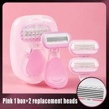 迷你便携式全身手动刮毛器女用腋下脱毛刀脱毛器适用于腿部和手臂后部微型脱毛亲肤体毛脱毛工具（带收纳盒）