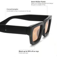 Square Men Women Fashion Thick Rectangle Glasses Shades Designer Style - Brown - View 8