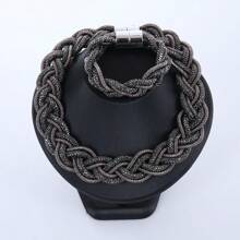 Nouveau set de collier et bracelet européen et américain, bijou tressé magnétique fait main minimaliste et luxueux, élégant et polyvalent