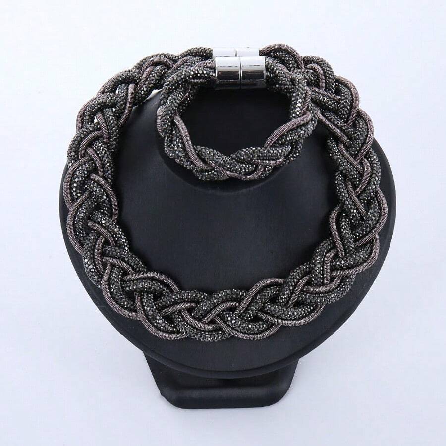 Nouveau set de collier et bracelet européen et américain, bijou tressé magnétique fait main minimaliste et luxueux, élégant et polyvalent