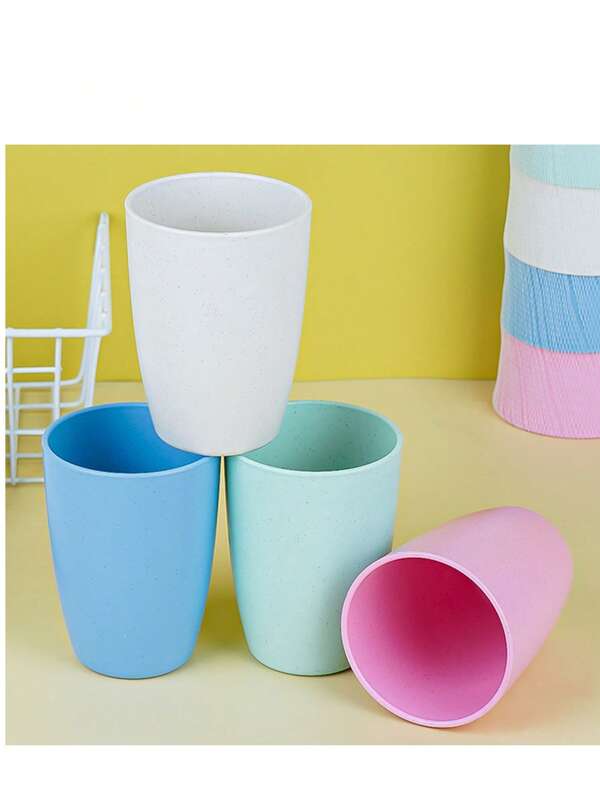 1 copo de palha de trigo, suporte inquebrável para escova de dentes, copo para enxágue, caneca minimalista de polipropileno para escova de dentes, copo de plástico para água, copo de lavagem de grande capacidade