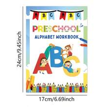 1 pieza Libro de trabajo del alfabeto: Práctica de escritura a mano del alfabeto y libro de ejercicios de trazado de letras, útiles escolares, de vuelta a la escuela
