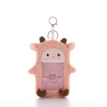 1pc Super Cute Furry Transparent Cartoon Card Holder, Ins Style Cartoon Plush Card Holder, Three Inch Photo Star Card Display Pendant, Multifunctional Id Card, Work Card, Student Card, Teacher Card, Medical Chest Card Available School Supplies,Back To School