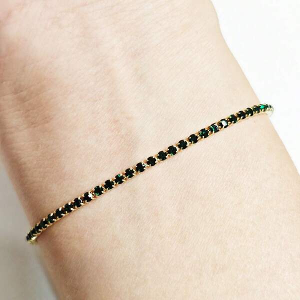 1 Peça Bracelete Único de Pedra de Zircônia Dourado e Verde Oliva, Bracelete com Micro Pavê de Strass, Adequado para Presente de Feriado, Uso Diário para Mulheres