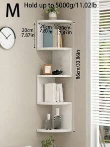 1pc Home Corner Shelf Wall-Mounted Triangle Shelf, Multifunctional Display Rack, Bookshelf, Storage Organizer For Living Room, Bedroom Without Drilling