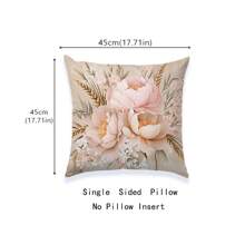 Set de 4 fundas de cojín con ramo de flores y trigo en color rosa, de material de terciopelo durazno suave, adecuado para sala de estar, dormitorio, sofá, decoración del hogar, impresión unilateral, medida de la funda de almohada: 45*45CM, regalo