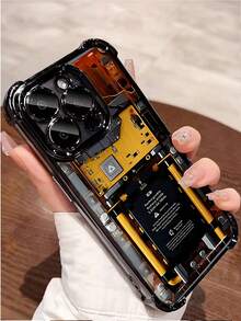 1 pieza Nuevo estuche protector transparente de TPU con circuito electrolítico y amortiguación de golpes compatible con Apple 16 Pro Max/16 Pro/16/13 Pro Max/12 Pro Max 11, 15 Pro Max, 14 Pro Max/Galaxy, SAM/Honor/Note 13 Pro/S23 Ultra/S24 Ultra/S25/A56, versión internacional, no la versión nacional - Negro - Ver 2
