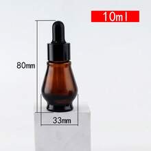 1个琥珀色玻璃精油滴管瓶，带滴管（0.34盎司/0.68盎司/1.01盎司/1.69盎司/3.38盎司），葫芦形化妆品包装，防紫外线液体分配器，可重复灌装美容精华液容器，适用于护肤和旅行配件 - 咖啡棕 - 查看 13