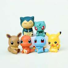 pokemon 6pcs Cartoon Mini Anime Character Desktop Decor, Desktop Decorative Doll, Anime Collection Model, Figurine Collection, Model Doll, Suitable As Birthday Gift, Holiday Gift