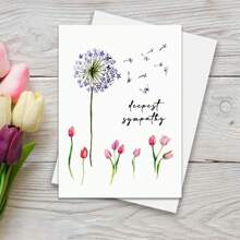 Deeply Sympathy Greeting Card, Dandelion Tulips Thinking Of You, Condolence Card, Bereavement Card, Thinking Of You, Sympathy Card, Deeply Sorry For Your Loss