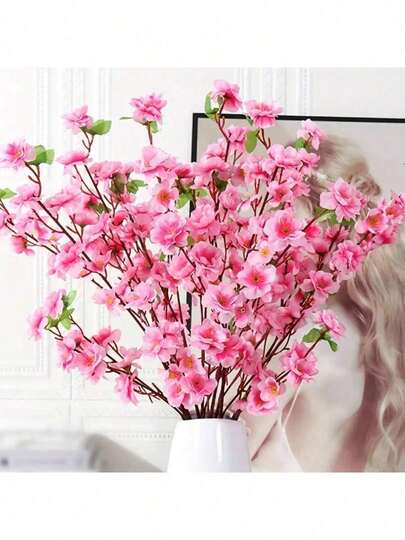 Kit 10 Buquê De Flores Artificial , Flor De Pêssego ROSA, Estilo oriental Para Decoração De Casamento 65CM