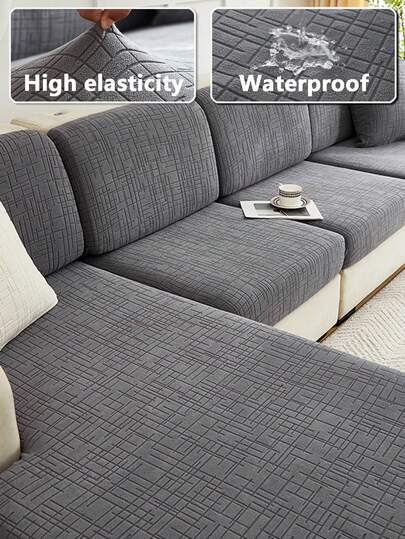 1PC Water Repellant Jacquard Sofa Cushion Covers Modern Style Stretch Sofa Covers Simple Universal For All Seasons Pet-Friendly Sofa Couch Non-Slip Anti-Dirty Solid Color Sofa Slipcover Suitable For L-Shaped Modular Sofa Set1/2/3/4-Seater Sofa Protective Home Decoration