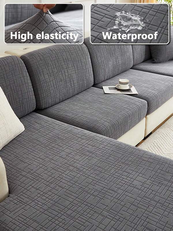 1 stuk waterafstotende jacquard bankkussenhoezen, moderne stretch bankhoezen, eenvoudig, universeel, voor alle seizoenen, huisdiervriendelijke bank, antislip, anti-vuil, effen kleur bankhoes, geschikt voor L-vormige modulaire bankset, 1/2/3/4-zits bank, beschermende decoratie voor thuis