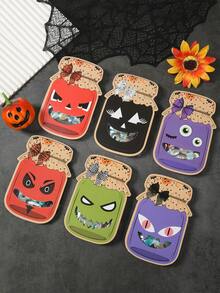 12 件万圣节鬼脸图案卡片糖果袋套装、不给糖就捣蛋卡片礼品袋、万圣节派对装饰、万圣节不给糖就捣蛋装饰、万圣节快乐装饰、万圣节装饰、家居派对礼物、节日派对礼品