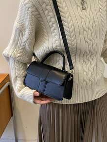 1 件女士纯色 PU 皮革手提包，时尚复古，百搭，适合派对、晚宴、休闲装