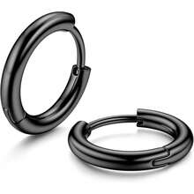 Milacolato G23 Solid Titanium Hoop Earrings Implant Grade Hypollergenic Small Huggie Hoop Earrings Hinged Sleeper Cartilage Earrings For Women Men Silver Gold Black 8mm 10mm 12mm - 多色 - 查看 8