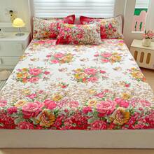2pcs/3pcs Floral Pattern Fitted Sheet Set, Comfortable Breathable Soft & Snug Fit, Machine/Hand Washable, All Seasons, Mattress Height 11.81 Inches/30cm