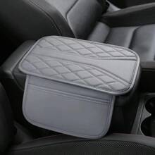 1 pièce Coussin rehausseur de boîte d'accoudoir de voiture avec sac de rangement latéral, coussin de boîte d'accoudoir de voiture en PU avec poche de rangement, accessoire de décoration intérieure de voiture