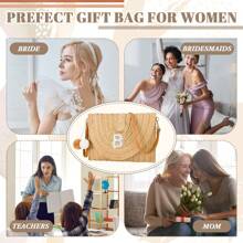 1pc Customized Simple Versatile Handwoven Hollow Straw Tote Bag, Suitable For Beach Holiday Shoulder Bag