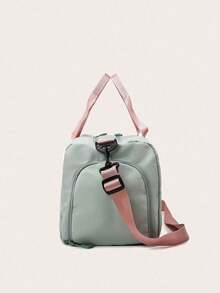 1 pieza Bolso deportivo de moda de color liso con separación de sección húmeda y seca, bolso de mano cruzado de gran capacidad para viajes cortos, viajes, campamento al aire libre y correa para equipaje - Verde - Ver 5