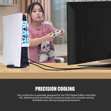 iplay P-5 Cooling Fan With LED Light And USB Port, 3-Speed Adjustable Quiet Cooling Fan, Suitable For Playstation 5 Digital/Disc Version - White (Not Compatible With P-5 Slim/P-5 Pro) - White - View 9