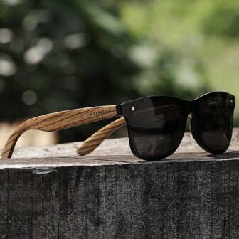 Wood Frame Square Polarized Fashion Glasses For Men Women UV400 Protection Wooden Fashion Glasses With Box