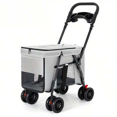 Carrito multifuncional para mascotas para perros pequeños y medianos, tamaño grande, vehículo de viaje al aire libre, portátil y plegable, adecuado para carrito de perro para todas las estaciones, carrito de gato, carrito de mascotas
