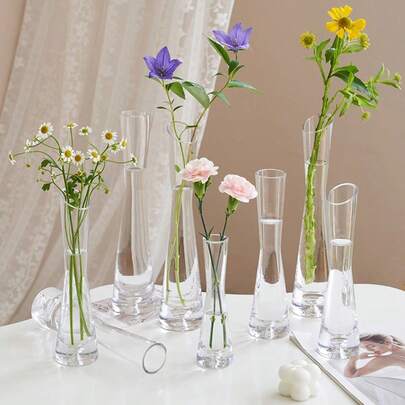 Bình thủy tinh 1 chiếc, Trang trí cây thủy sinh thời trang, Phụ kiện trang trí cắm hoa để bàn tối giản, Bình thủy tinh trong suốt đựng hoa tươi/khô, Vật phẩm trang trí thanh lịch