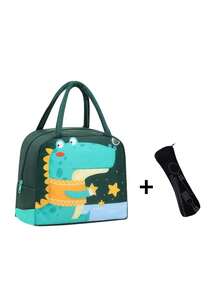 2pcs/Set Printed With Cute 3D Cartoon Pattern Lunch Tote Bags And Tableware Storage Box, With A Black Cutlery Storage Bag, Large Capacity Reusable Insulated Lunch Box, Multifunctional Waterproof Leak-Proof Adult Lunch Tote Cooler Bag With Zipper, Students Meals Insulated Cooler Bag,Large Capacity Portable Travel Picnic Bag - Multicolor - View 13