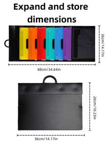 1pc White/Black Foldable Exam Paper Hanging Organizer With 6 Pockets – Durable PP Material, Large Capacity For Students, Office Desk Storage Bag With Labeling Stickers, ABS Plastic Construction,Back To School,School Supplies