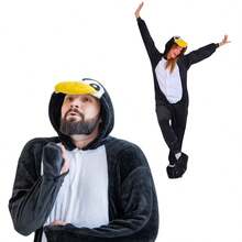 nerd hunters Adult Kigurumi Pajamas Plush Unisex Cosplay Costume Animal Penguin - Black and White - View 2