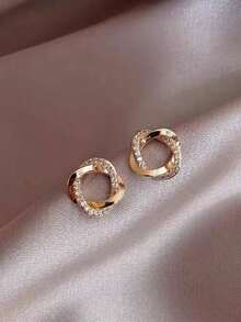 1 对 S925 纯银时尚不对称水钻装饰流苏耳环，优雅独特的珠宝