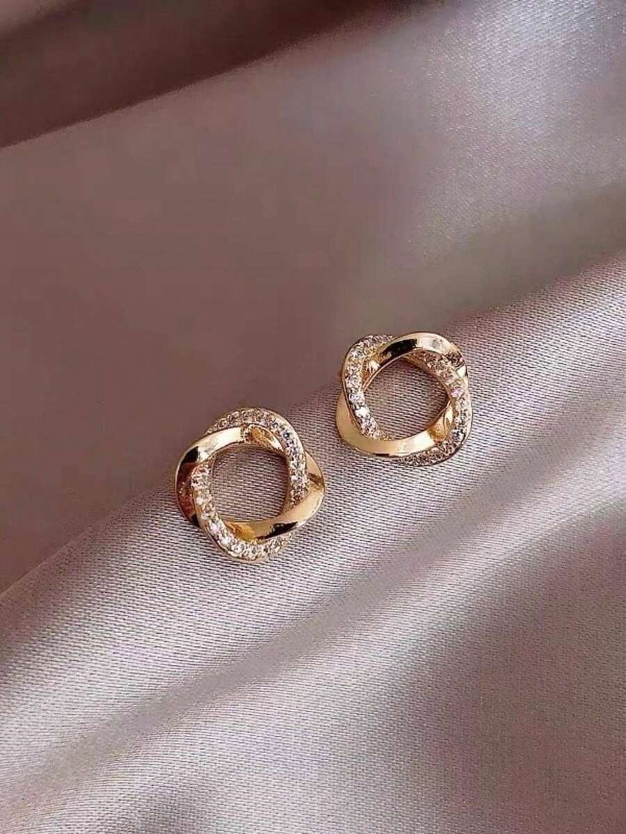 1 对 S925 纯银时尚不对称水钻装饰流苏耳环，优雅独特的珠宝