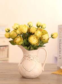 3/6/10pcs Artificial Flowers, Fake Peony Flowers Silk Flower Arrangements Decorations Plastic Flower Bouquet Decor Wedding Table Centerpieces, Artificial Peony Silk Flower Leaf Home Office Wedding Party Festival Bar Decor, Wedding Filler Flowers For DIY Cream Bouquets, Centerpieces, Bridal Shower Decorations & Arrangements