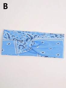 1 buc. Bentiță elastică răsucită în stil boem, cu imprimeu de flori de caju, material moale, casual, versatilă pentru naveta, yoga, antrenament, alergare, bandă sport care absoarbe umezeala pentru femei, bandă de păr cu turban, bandă de transpirație, bandă de păr