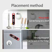 Folding Probe Digital Food Thermometer, Kitchen Smart Electronic Temperature Gauge For Cooking, Meat, BBQ, 304 Stainless Steel, Temp Range -50~300°C, Accuracy ±0.8°C, Response Time 2-3s, Uses CR2032 Battery
