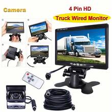Kit telecamera per retromarcia per camion, autobus e furgone, 12V/24V, 4 pin + monitor LCD da 7"