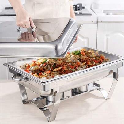 Rechaud Inox 9 Litros 1/2 Panelas Banho Maria 2 Cubas Buffet