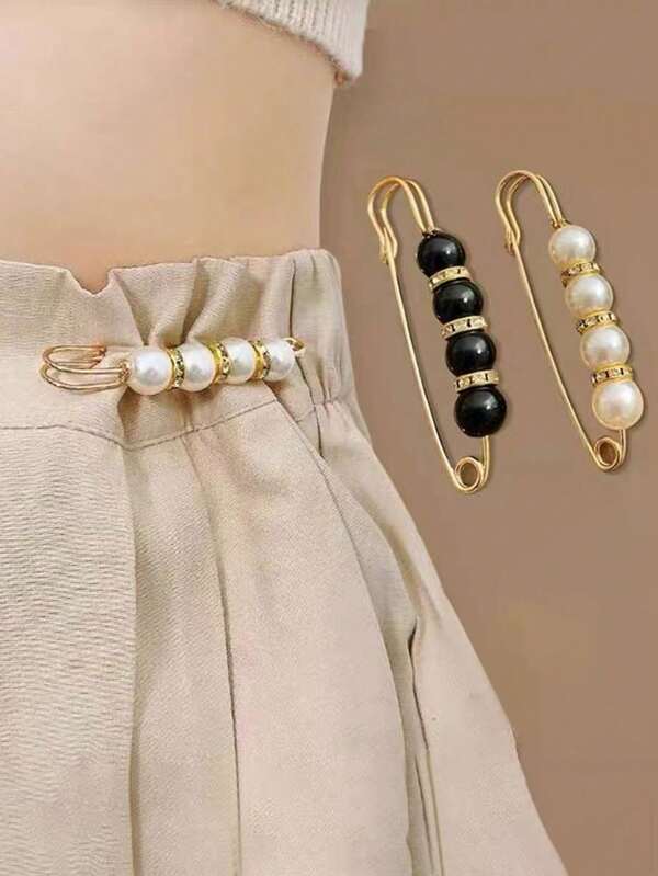 2 قطعة من إكسسوارات الملابس اليومية العملية منظم الخصر للبنطلونات والتنانير وأدوات تثبيت خيط الملابس ودبابيس منع الانزلاق في الياقات