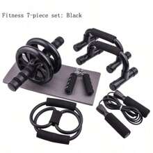 7 Peças de Equipamento de Treinamento Multifuncional, Adequado para Exercícios Abdominais em Casa, Incluindo Um Pequeno Rolo Abdominal Interno, Flexões, Faixas de Resistência, Cordas de Pular e Outros Conjuntos Combinados Multifuncionais de Equipamentos de Treinamento e Fitness Abrangentes para Casa, Acessórios de Academia, Esporte, Academia, Exercícios em Casa, Rolo Abdominal, Rolo Abdominal