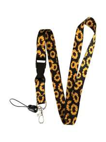 Sunflower ID Badge Holder With Retractable Lanyard - Durable Clasp And Metal Key Ring School Supplies, Back To School