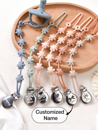 3pcs Baby Silicone Pacifier Clips, Daisy Pacifier Leash, Floral Anti-Lost Chain, And 304 Stainless Steel Pacifier Clip, Personalized Gifts, Suitable For All Seasons,Kids,Gala Night,Modern,Colorful,Cute