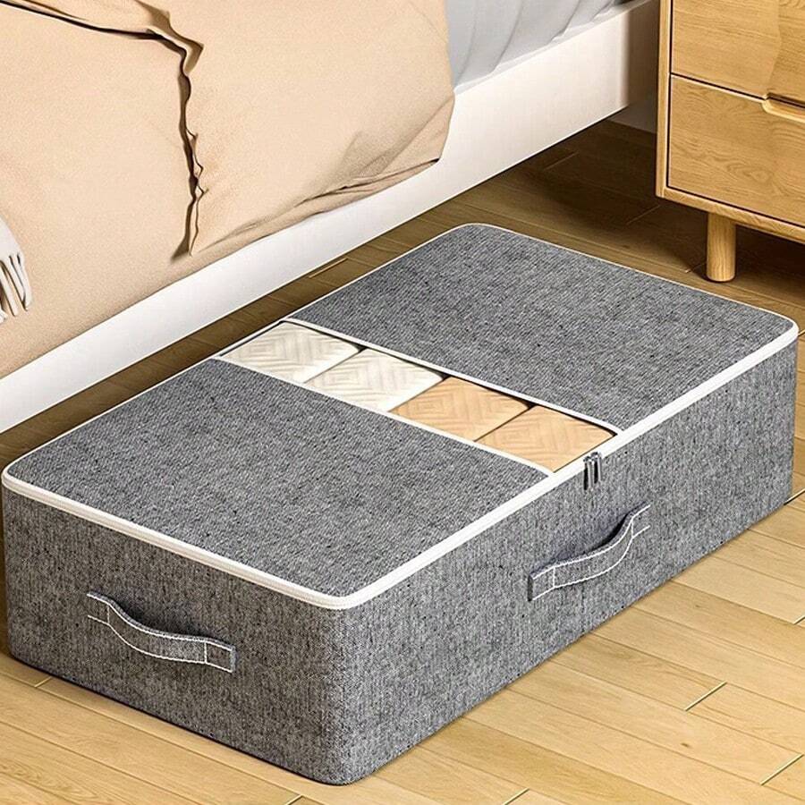 1PC Underbed Storage Bags Organizer Container,Fabric Zipper Blanket Storage Box,Large Capacity Storage Bags For Blanket, Clothing, Comforter, Sweaters, Pillows, Linen Sheets
