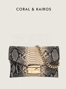 Schlangenhaut Muster Marke 2025 Neue Damen Clutch Tasche, einzigartiges Design Mode Umhängetasche, kontrastfarbige Sommer Handtasche, leichte Outdoor-Shopping Kleine Quadratische Tasche mit Mehrfach-Fächern
