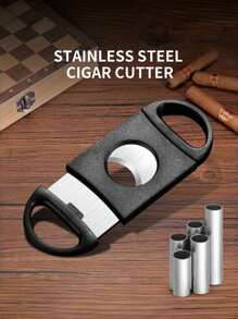1 Stück tragbare schwarze Zigarrenschneider, Zigarrenschneider aus rostfreiem Stahl mit doppelter Schneide, tragbare Zigarrenschere, Raucherzubehör
